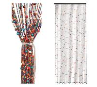Btstil 90x200cm Bamboo Beaded Door Curtain, 27 Strands Boho Door Bead Curtain, Hanging Bamboo Wooden Bead Curtain Retro Handmade for Doors as Decoration & Insect Protection (Colorfui)