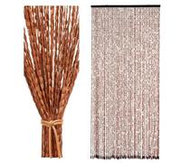 Btstil 90x200cm Bamboo Beaded Door Curtain, 52 Strands Boho Door Bead Curtain, Hanging Bamboo Wooden Bead Curtain Retro Handmade for Doors as Decoration & Insect Protection (Brown)