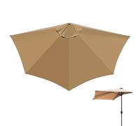 Btstil 9Ft Half Umbrella Replacement Parasol Canopy, 5 Ribs Umbrella Replacement Parasol Canopy, Half Round Replacement Top Cloth Sunshade Cover for Apartment Porch Townhouse (Khaki)