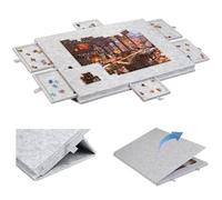 Btstil Foldable Jigsaw Puzzle Board with 2-in-1 Stand & Cover, Tilting Jigsaw Table with 6 Drawers for Up to 1000 Pieces, Lightweight Felt Puzzle Boards for Games Adults Kids Gift (Grey)