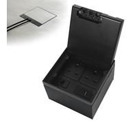 Btstil Recessed Power Socket Box, Stainless Steel Embedded Floor Socket with Double Plug, Waterproof Concealed Socket Outlet Box for Kitchen, Living Room, Office (2AC+USB C+1CAT6-Black)