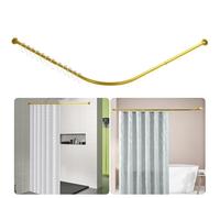 Btstil Shower Curtain Rail L Shape, Adjustable Corner Shower Curtain Rod, Wall Mounted 304 Stainless Steel Curved Shower Rail With 12 Rings for Bathroom Bathtubs (Gold, 68-138cm x 68-138cm)