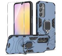 Btstring Case for Samsung Galaxy A25 5G and Screen Protector Tempered Glass, Shockproof Tough Armour Phone Case, Heavy Duty Personalised Case with Stand, Blue