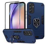 Btstring Case for Samsung Galaxy A54 5G and Screen Protector Tempered Glass, Shockproof Phone Case with Stand, Heavy Duty Personalised Case Cover Support Magnetic Car Holder, Blue