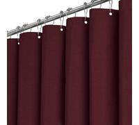 BTTN 182 x 200cm Drop Long Shower Curtain, Red Mould Proof Resistant Heavy Duty Fabric Shower Curtains, Durable and Washable, Waterproof Weighted Cloth for Wet Room with 12 Plastic Hooks, Burgundy