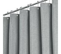BTTN 182 x 214cm Drop Extra Long Linen Look Shower Curtain, Weighted Hem, Mould Resistant & Waterproof Polyester Large Fabric Shower Curtains, Durable and Washable, with 12 Plastic Hooks, Grey