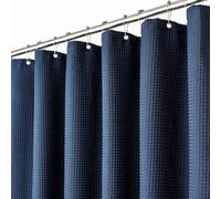 BTTN 182 x 214cm Drop Waffle Shower Curtain, Extra Long Weighted Mould Proof Resistant Shower Curtains, Waterproof Fabric Thick Cloth Hotel Luxury Modern Shower Curtain Set with 12 Hooks, Navy Blue