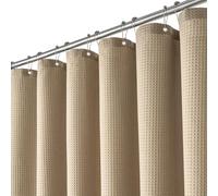 BTTN 182 x 244cm Tan Waffle Shower Curtain, Extra Long Taupe Mould Proof Resistant Heavy Duty Fabric Shower Curtains, Waterproof Weighted Cloth Shower Curtain Set with 12 Plastic Hooks, Khaki