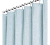 BTTN Blue Linen Shower Curtain, Modern Mildew Resistant Textured Fabric, Luxury Waterproof Polyester for Wet Bathroom, Heavy Duty Durable Thick Shower Curtain Set with 12 Hooks, 182 x 182cm, Fog Blue