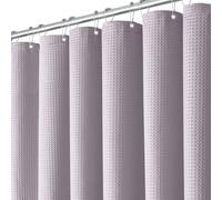 BTTN Lavender Waffle Shower Curtain, Light Purple Lilac Weighted Fabric Wet room Shower Curtains, Heavy Duty Waterproof Washable Thick Shower Curtain Set with 12 Plastic Hooks, 182 x 182cm