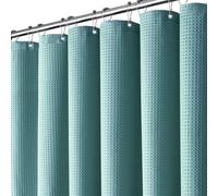 BTTN Narrow Waffle Shower Curtain, Waterproof, 92x182cm, Teal/Turquoise