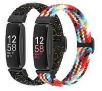 BTTNG 2 Pack Elastic Braided Straps Compatible with Fitbit Inspire 3/ Inspire 2/Inspire/Inspire HR/Ace 3/Ace 2 Women Men Kids, Adjustable Stretchy Wristbands Loop Sports Replacement Band