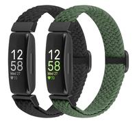 BTTNG 2 Pack Elastic Braided Straps Compatible with Fitbit Inspire 3/ Inspire 2/Inspire/Inspire HR/Ace 3/Ace 2 Women Men Kids, Adjustable Stretchy Wristbands Loop Sports Replacement Band