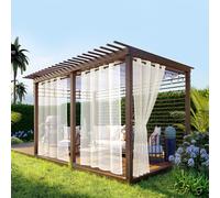 BTTO Waterproof Outdoor Sheer Curtains for Patio,Transparent Grommet Curtains Voile Curtains for Porch, Pergola, Cabana 1 Panel