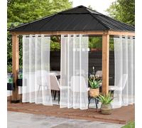 BTTO Waterproof White Sheer Outdoor Curtains,4 Panels Grommet Indoor Voile Sheer Curtains,Garden Patio Gazebo Curtains Porch Pergola Cabana