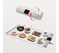 BTUP Electric Warming Tray,Food Warming Mat with 5 Temperature Settings,Rollable & Portable Silicone Fast Heating Tray Food Warmer For Parties,Restaurants,Buffet,Sabbat,Home Everyday Use(Cream)