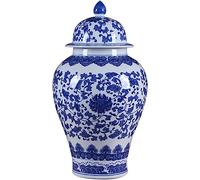 BTURYT Chinese Decorative Ceramic Ginger Jar Vase with Lid, Classic Blue and White Porcelain Floral Temple Jar with Lids, Large Flower Vases Decor for Room, Office Decorat