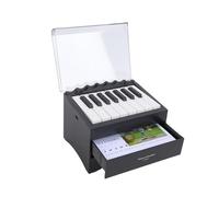 Btuty 15 Key Playable Piano Decor Drawer, Electronic Keyboard with Light, BT Connection, Craft Music Box for Home Ornament, Innovative Card Hand Crank Design (Black)