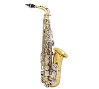 Btuty Alto Saxophone Sax Glossy Brass Engraved Eb E-Flat Natural White Shell Button Wind Instrument with Case Mute Gloves Cleaning Cloth Belt Brush