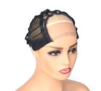 BTWTRY 3.5x4inch U Part Wig Cap with Lace for Wigs Making with Adjustable Strap Medium Size Black Dome Mesh Weaving Wig Cap for Women and Girls DIY Wigs (1 Pc, 0053)