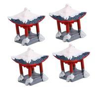 BTWYU Fish Tank Ornament,Fish Tank 4Pcs Miniature Resin Pavilion Decor for Aquarium Garden Vintage Style Mini Pavilion Model for Scenery Landscape and Mini Garden Ornaments