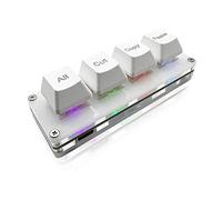 BTXETUEL Mini 4-Key Select-All Cut Copy Paste Macro Pad Ctrl A X C V Shortcut One Handed Keyboard RGB Gaming Mechanical Keyboard OSU Keypad Programmable Keyboard for Working and Gaming. (White)