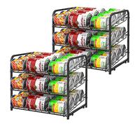 BTY Can Organizer for Pantry Stackable 2 Pack, Can Storage Organizer Rack Stacking Can Dispensers Small Space Holds up to 36 Cans for Pantry, Kitchen, Cabinet Black