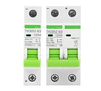 BTYKUYOO DC1000V Circuit Breaker 2P MCB 1P Short Circuit Protector 6A 10A 16A 20A 50A 60A 100A 125A DC24V 48V 100V Voltage Solar Power 1Pcs(32A,2P DC1000V)