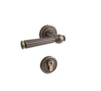 BTYKUYOO Indoor Split American-Style All-Copper Door Lock Retro Bedroom Silent Wooden Door Lock Pure Copper Magnetic Door Handle(Coffee Bronze Magnetic)