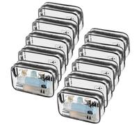 BTYMS 10 Pcs TSA Approved Clear Toiletry Bag Quart Size - Black | Lightweight & Reusable Travel Makeup Bags