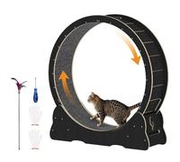 BTYQKZVPM Cat exercise wheel cat treadmill, Cat Exercise Wheel 43.3 inch Detachable Carpet Runway Wooden Black(Black)