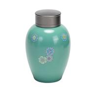 BTYQKZVPM Mini Pet Urns, Ceramic Urns For Ashes Keepsakes 5 Inches Height 3 Diameter Green Flowers