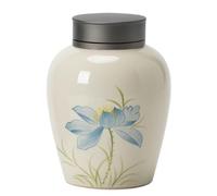 BTYQKZVPM Mini Pet Urns, Medium Ceramic Hand-Painted Flower Cremation Keepsake Urn for Ashes 5.8x4.6 in
