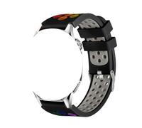 BTYSEQ Two Tone Band For Watch GT5 46mm Porous Silicone Silver Buckle Strap Compatible With GT4 GT3 GT2 GT 46mm, Black-Rainbow, Watch4 Watch3