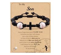 Btysun Baseball Stocking Stuffers, Baseball Bracelet Easter Gifts for Teens Cool Stuff Adjustable Cross Bracelet for Men Religious Christian Gifts Catholic Faith Jewelry, 7.5 Inch, Stainless Steel, no