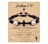 Btysun Baseball Stocking Stuffers, Baseball Bracelet Easter Gifts for Teens Cool Stuff Adjustable Cross Bracelet for Men Religious Christian Gifts Catholic Faith Jewelry, 7.5 Inch, Stainless Steel, no