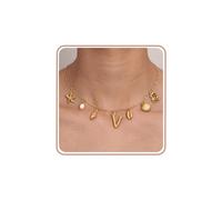 Btysun Bubble Letter Necklace Gold, Initial Necklace for Women Teen Girls Gifts Trendy Stuff 14k Gold Balloon Bubble Necklace Letter A-Z Birthday Christmas Jewelry for Mom Girlfriend Sister Daughter