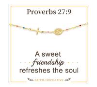 Btysun Christian Gifts for Women, Gold Cross Bracelet for Women Confirmation Gifts for Teenage Girls Baptism Religious Bracelet Faith Bible Verse Jewelry, Coloful - 16.5+5, Metal, no gemstone