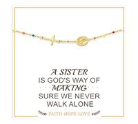 Btysun Christian Gifts for Women, Gold Cross Bracelet for Women Confirmation Gifts for Teenage Girls Baptism Religious Bracelet Faith Bible Verse Jewelry, Coloful - 16.5+5, Metal, no gemstone