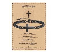 Btysun Cross Bracelet for Men, Cuban Link Chain for Men Stocking Stuffers for Teens Bible Verse Christian Gifts Religious Catholic Faith Based Gifts Baptism Confirmation Jewelry, 7.5 Inch, Stainless