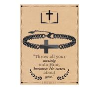 Btysun Cross Bracelet for Men, Cuban Link Chain for Men Stocking Stuffers for Teens Bible Verse Christian Gifts Religious Catholic Faith Based Gifts Baptism Confirmation Jewelry, 7.5 Inch, Stainless
