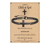 Btysun Cross Bracelet for Men, Cuban Link Chain for Men Stocking Stuffers for Teens Bible Verse Christian Gifts Religious Catholic Faith Based Gifts Baptism Confirmation Jewelry, 7.5 Inch, Stainless
