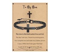 Btysun Cross Bracelet for Men, Cuban Link Chain for Men Stocking Stuffers for Teens Bible Verse Christian Gifts Religious Catholic Faith Based Gifts Baptism Confirmation Jewelry, 7.5 Inch, Stainless