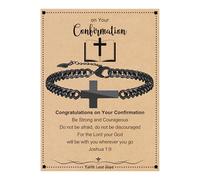 Btysun Cross Bracelet for Men, Cuban Link Chain for Men Stocking Stuffers for Teens Bible Verse Christian Gifts Religious Catholic Faith Based Gifts Baptism Confirmation Jewelry, 7.5 Inch, Stainless