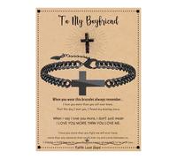 Btysun Cross Bracelet for Men, Cuban Link Chain for Men Stocking Stuffers for Teens Bible Verse Christian Gifts Religious Catholic Faith Based Gifts Baptism Confirmation Jewelry, 7.5 Inch, Stainless