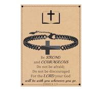 Btysun Cross Bracelet for Men, Cuban Link Chain for Men Stocking Stuffers for Teens Bible Verse Christian Gifts Religious Catholic Faith Based Gifts Baptism Confirmation Jewelry, 7.5 Inch, Stainless