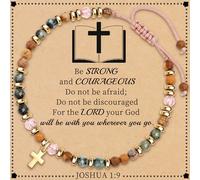 Btysun Gifts for Christians, Christian Gifts for Teen Girls Stocking Stuffers for Teen Her Bead Bracelet with Cross Religious Baptism Gift Jesus Bracelets Faith Comfirmation Gift Jewelry, 6.5
