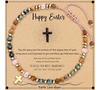 Btysun Gifts for Christians, Christian Gifts for Teen Girls Stocking Stuffers for Teen Her Bead Bracelet with Cross Religious Baptism Gift Jesus Bracelets Faith Comfirmation Gift Jewelry, 6.5