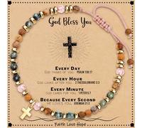 Btysun Gifts for Christians, Christian Gifts for Teen Girls Stocking Stuffers for Teen Her Bead Bracelet with Cross Religious Baptism Gift Jesus Bracelets Faith Comfirmation Gift Jewelry, 6.5