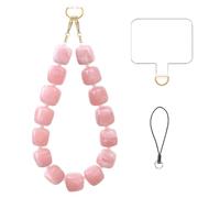 Btysun Pink Beaded Phone Charm Strap Chunky Colorful Beaded Charm Cell Phone Camera Lanyard for Women Wrist Strap with Tether Tab Y2k Summer Birthday Gifts for Daughter Friends